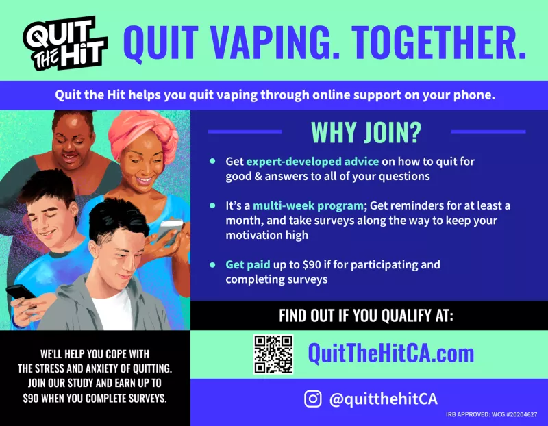 Recruitment flyer with graphic of four people looking at their phones